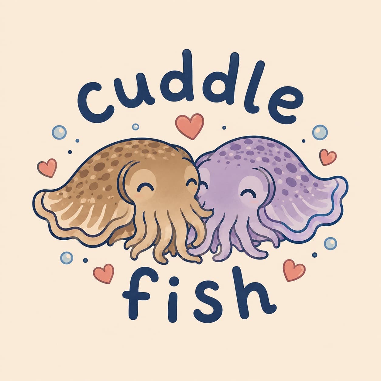 Concept art of two cuddling cuttlefish